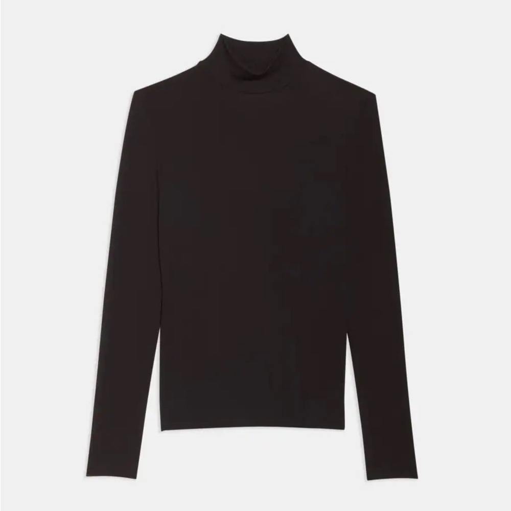 NWT Theory Black Ribbed Viscose Turtleneck Top Size XXL